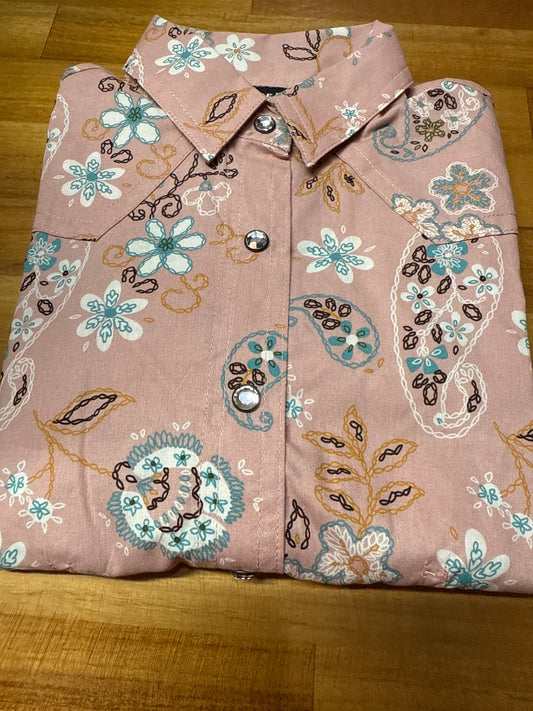 Cruel Girl Girls Long Sleeve Rhinestone Snap Western Shirt - CTW8040013