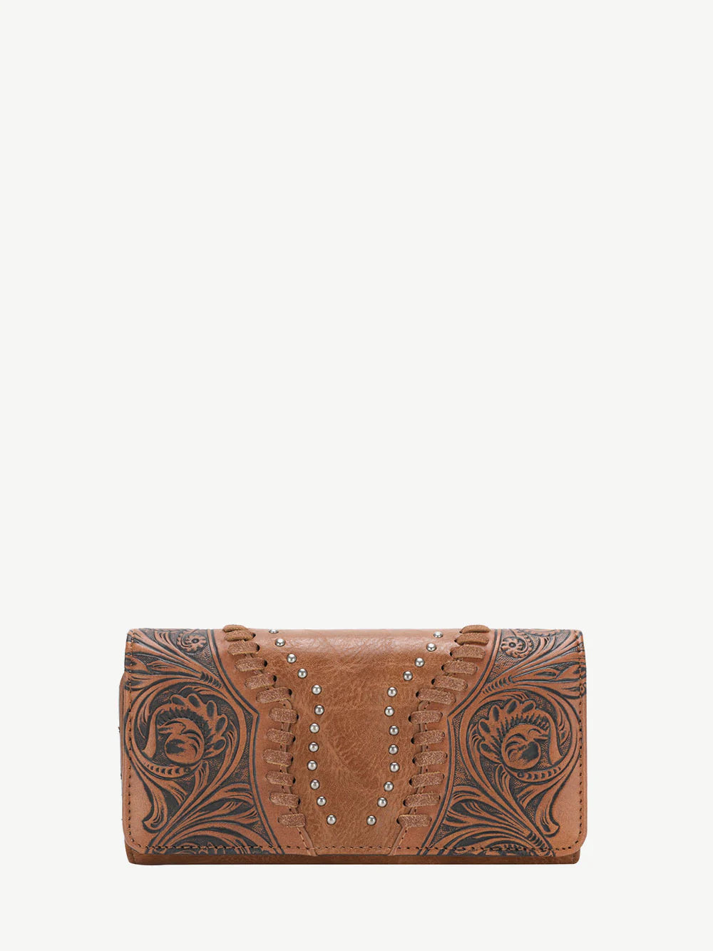Trinity Ranch Floral Tooled Leather Wallet - Brown - TR147W002