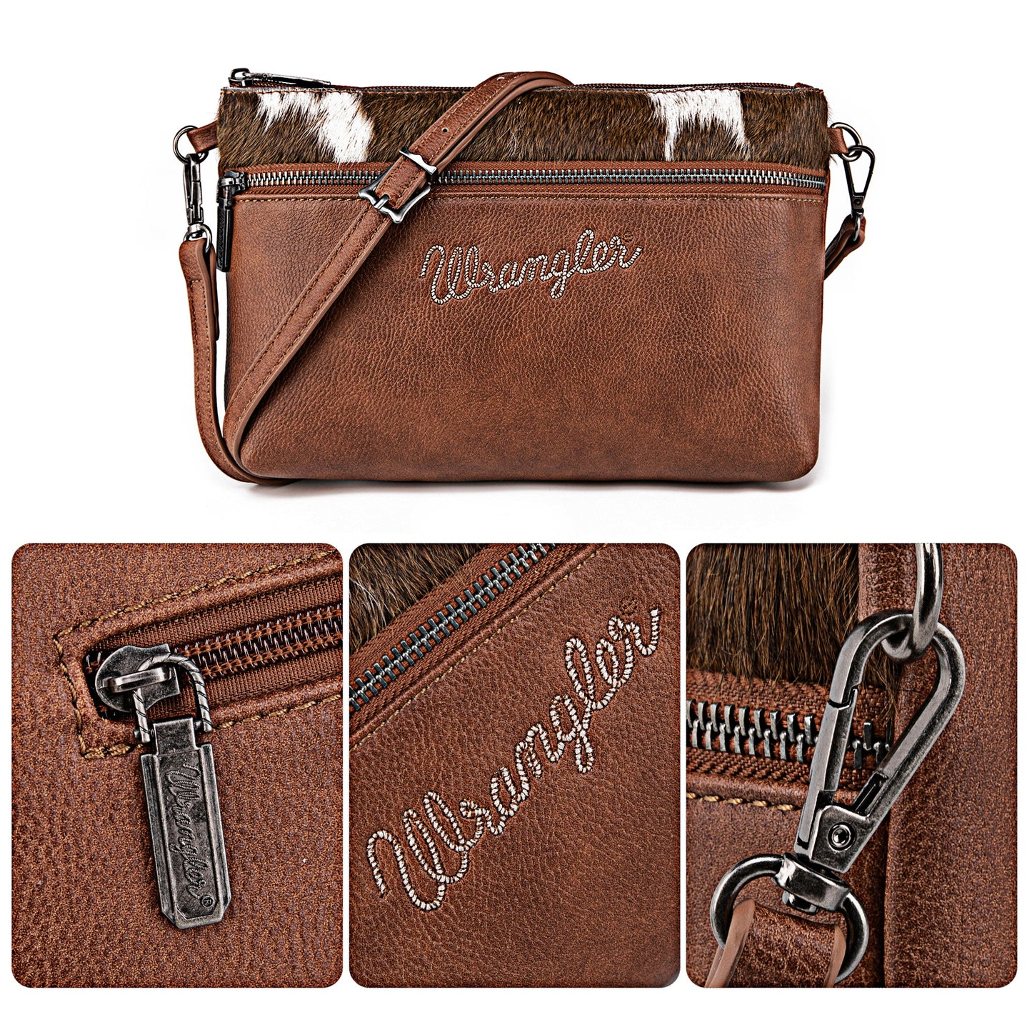 Montana West Wrangler Hair-On Collection Crossbody Bag - Coffee - WG49-181