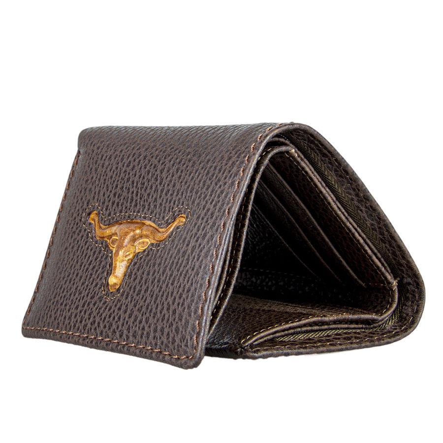 Brigalow Mens Distressed Leather Tri Fold Wallet - Steerhead