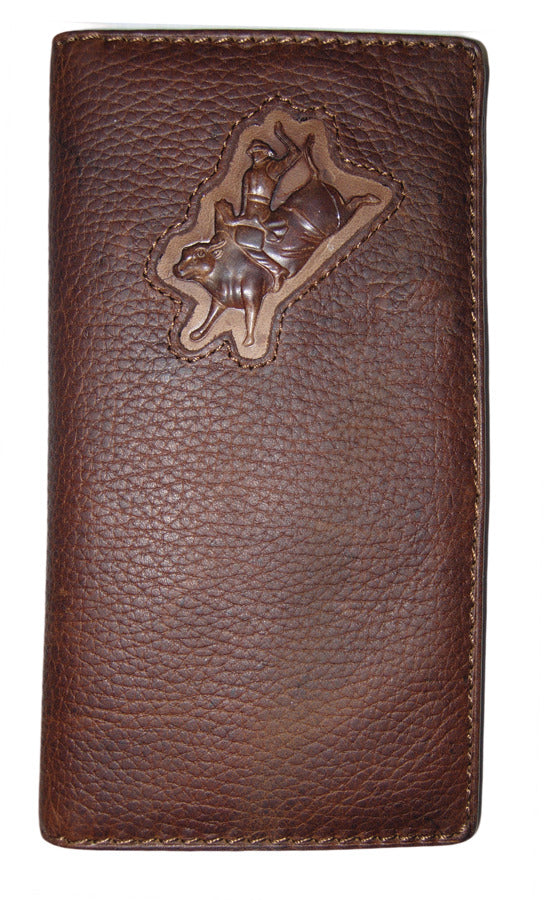 Brigalow Mens Distressed Leather Checkbook Wallet - Bull Rider