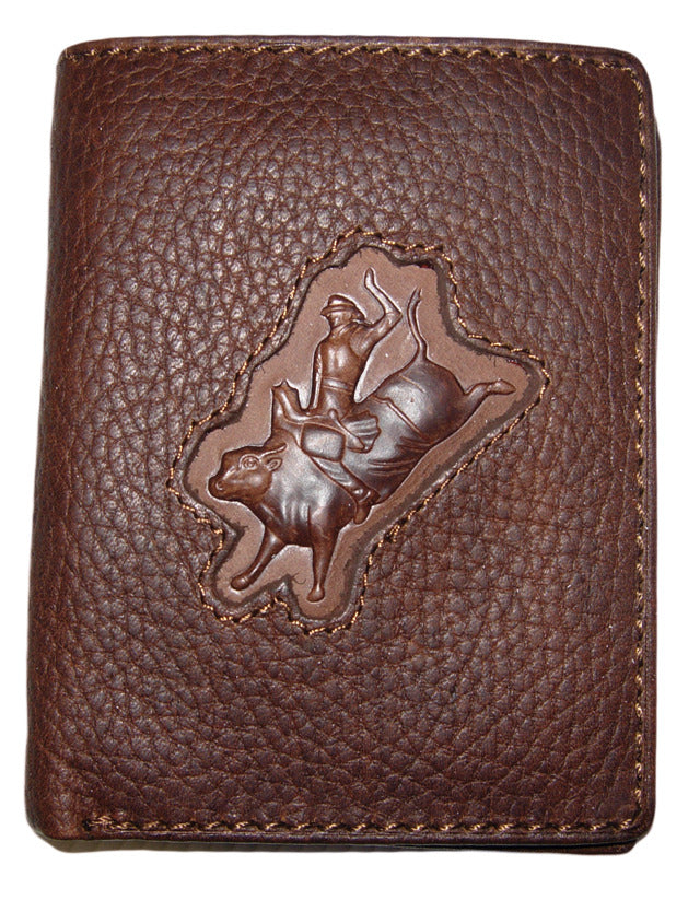 Brigalow Mens Distressed Leather Bi Fold Wallet - Bull Rider