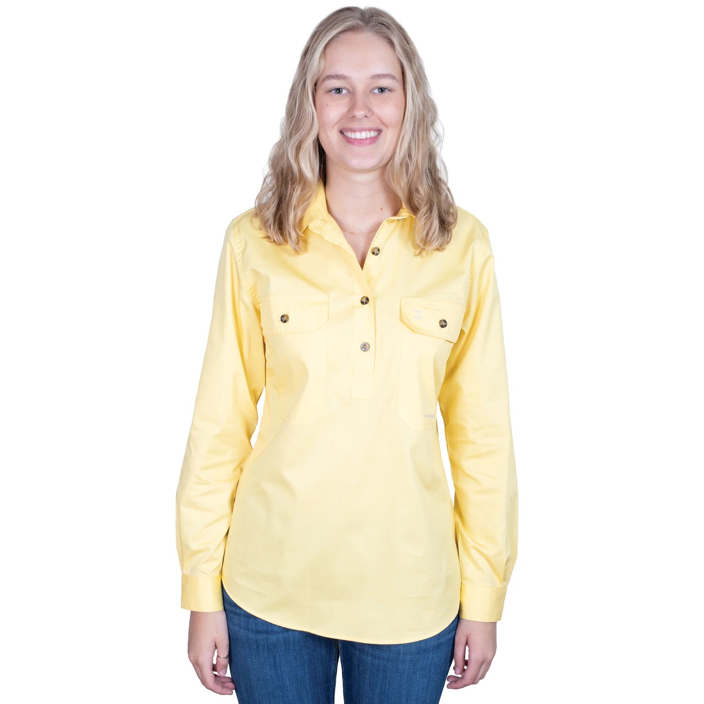 Just Country Ladies Jahna 1/2 Button L/S Shirt - 50505BUT - Butter