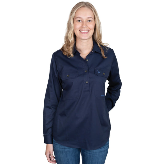 Just Country Ladies Jahna 1/2 Button L/S Shirt - 50505NVY