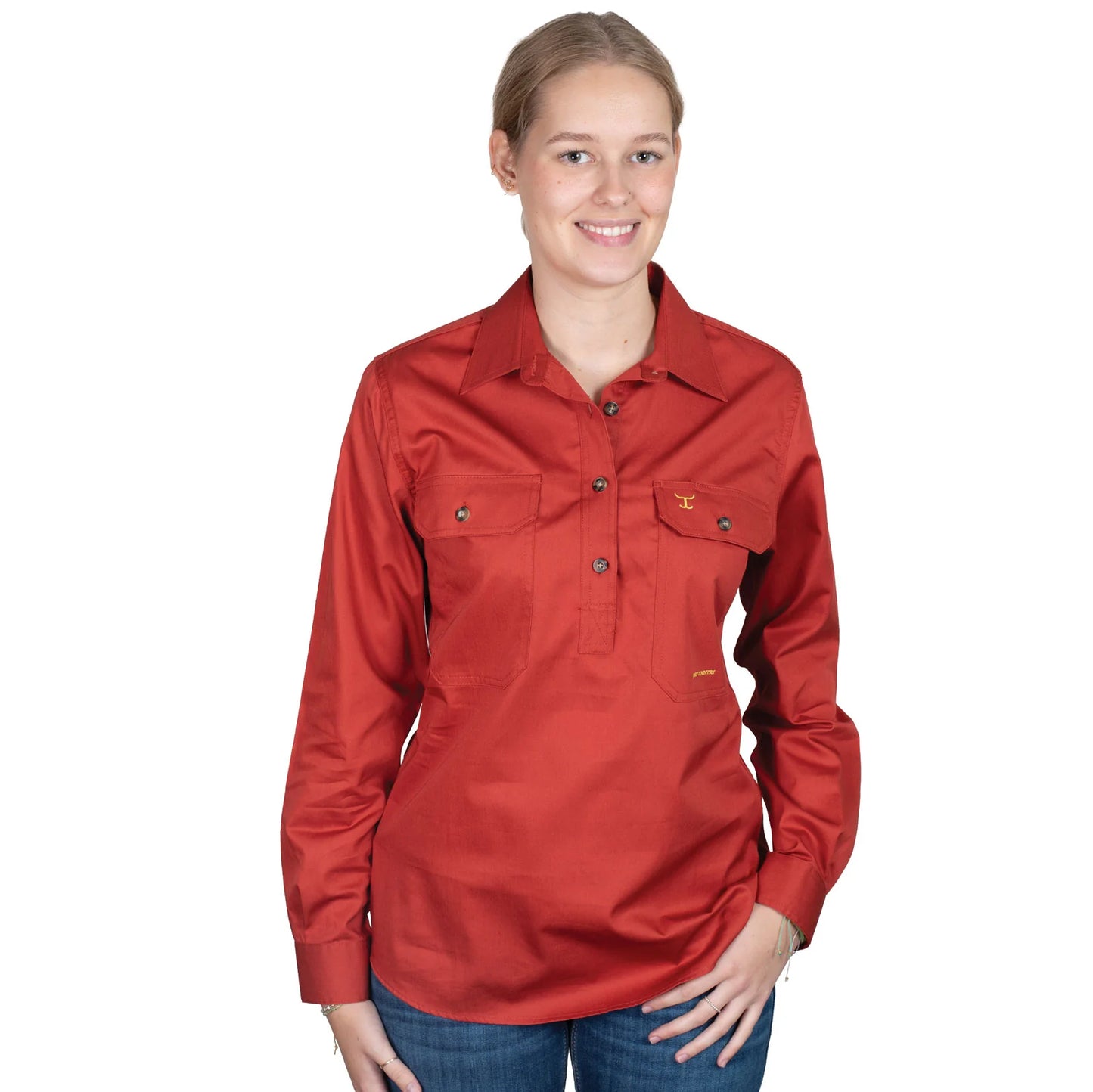 Just Country Ladies Jahna 1/2 Button L/S Shirt - 50505RST - Rust