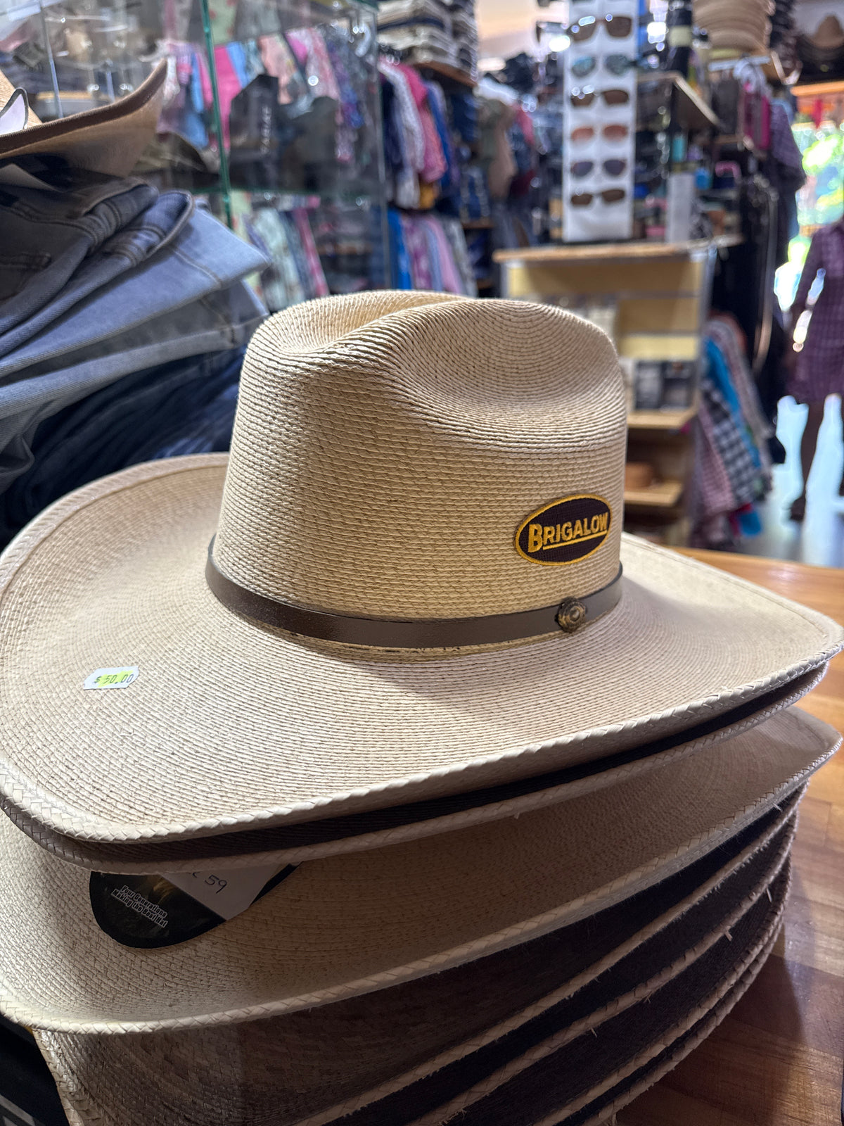 Brigalow Mens / Ladies Cattleman Palm Leaf Hat with taped Brim - On Sale