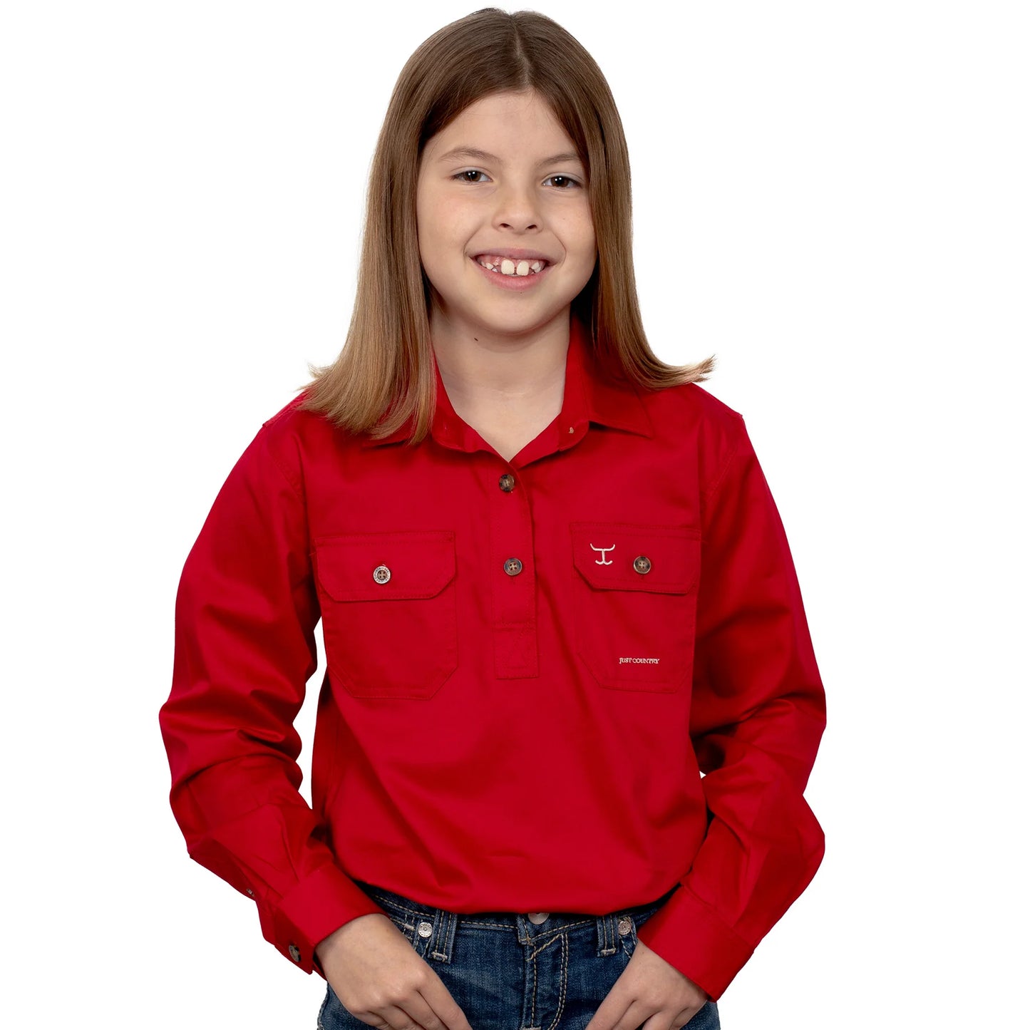 Just Country Girls Kenzie 1/2 button Work Shirt - Chilli - 60606CHI
