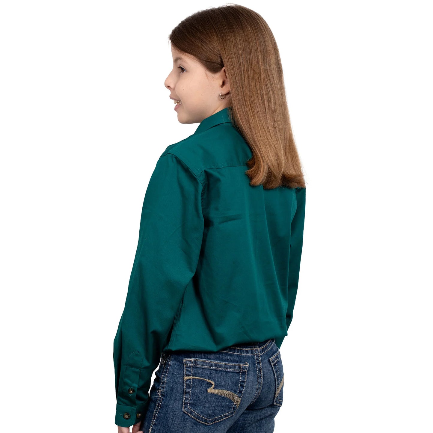 Just Country Girls Kenzie 1/2 button Work Shirt - Forest Green - 60606FOR