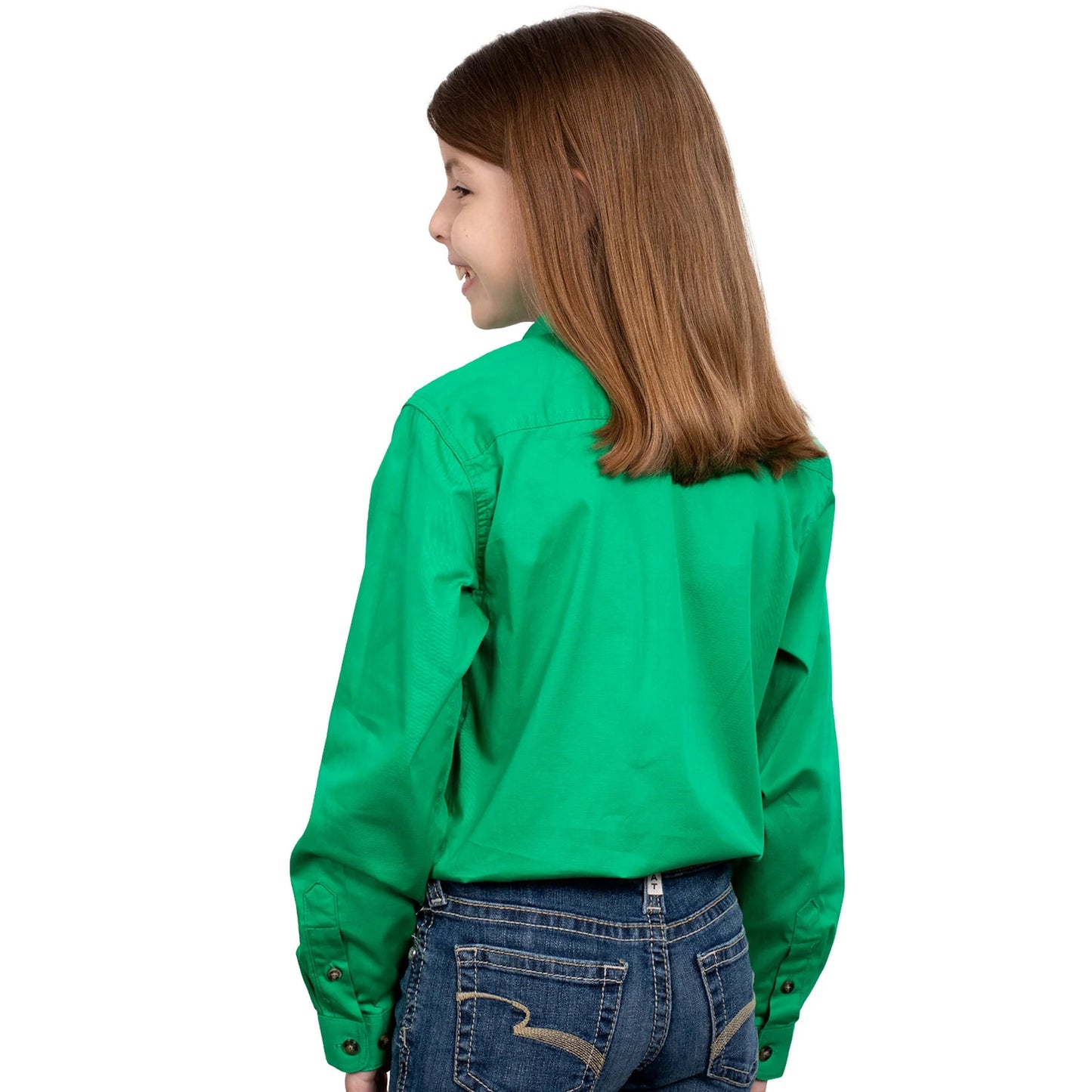 Just Country Girls Kenzie 1/2 button Work Shirt - Ivy Green - 60606IVY