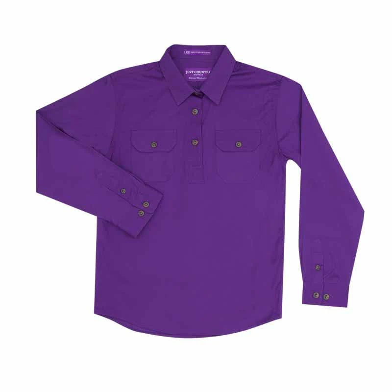 Just Country Girls Kenzie 1/2 button Work Shirt - Purple - 60606PUR