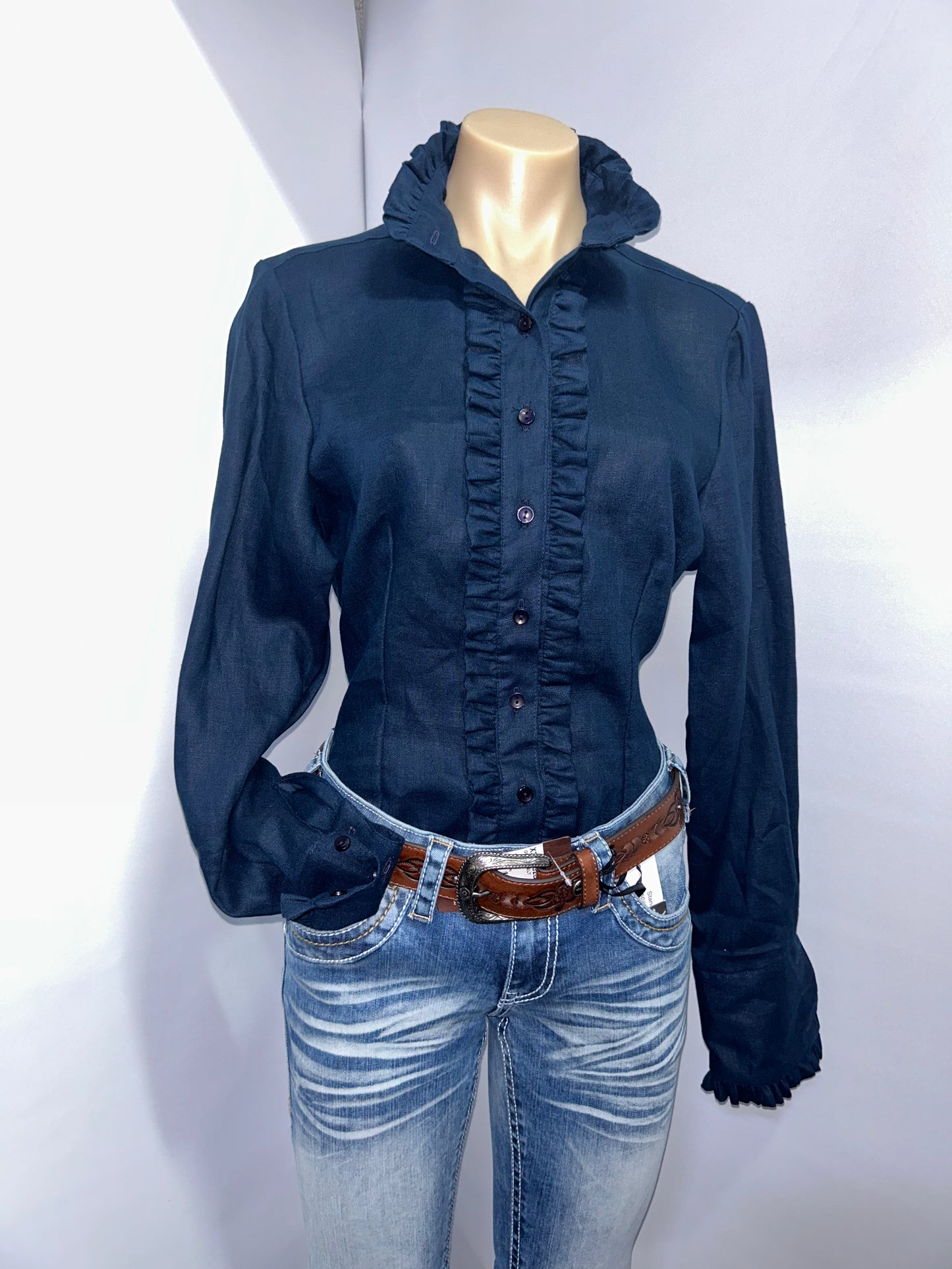Netties Ladies Savannah Fitted Frill L/S Shirt