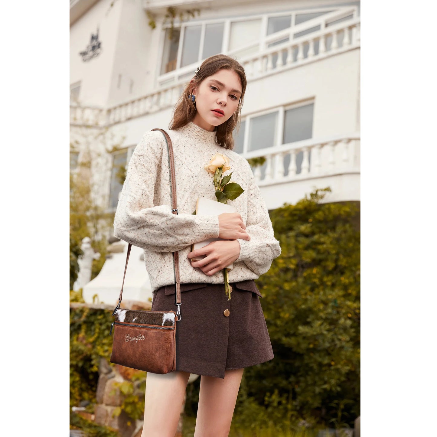 Montana West Wrangler Hair-On Collection Crossbody Bag - Coffee - WG49-181