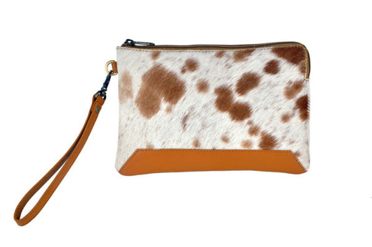 The Design Edge Small Cowhide Clutch - Detroit - Brown and White Hairon - 70071