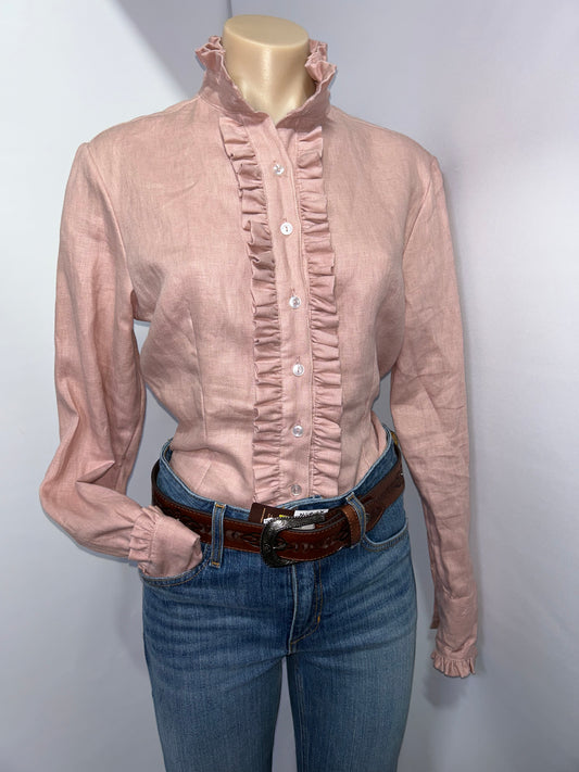 Netties Ladies Winona Fitted L/S Frill Shirt