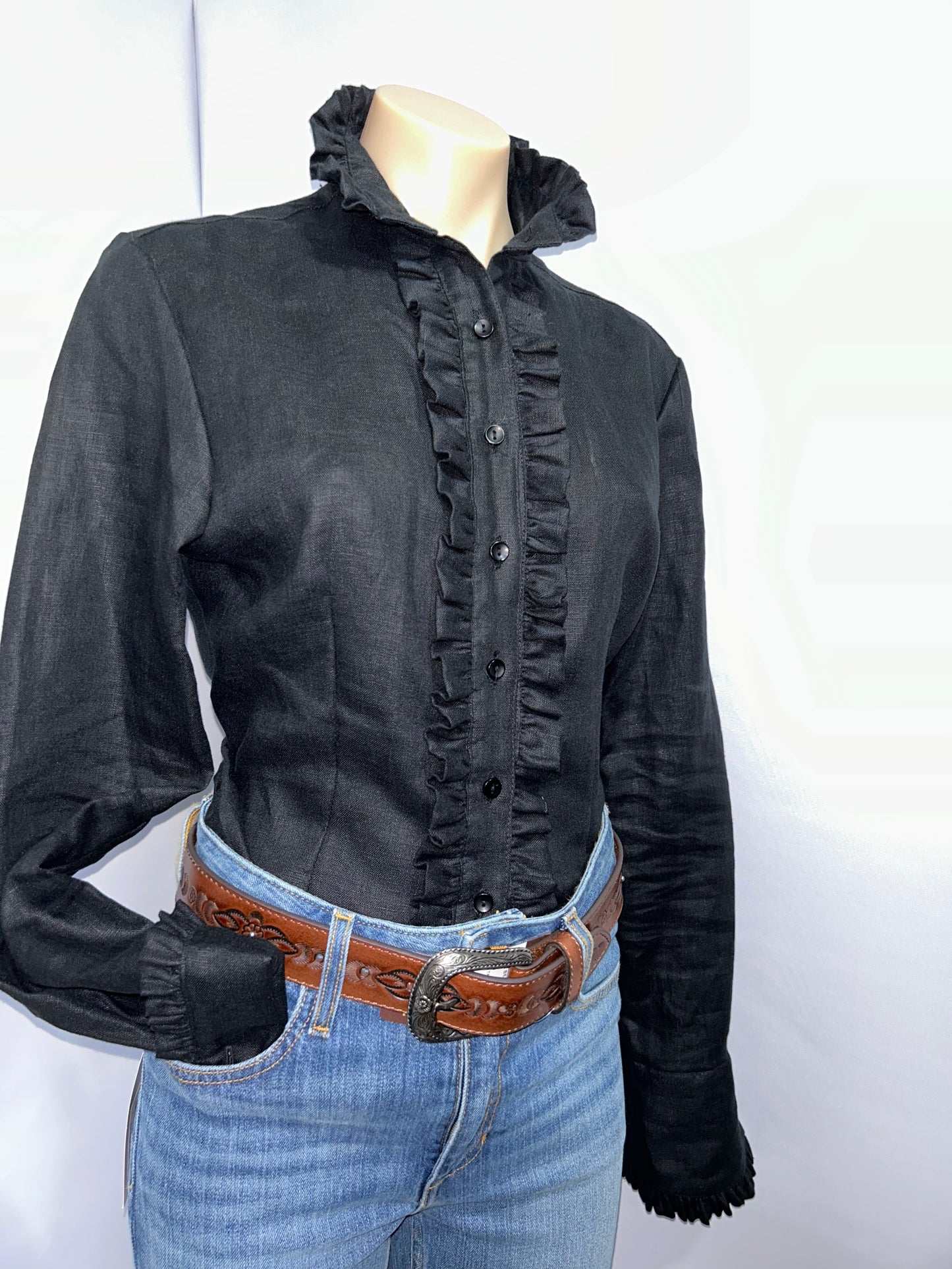 Netties Ladies Lily Fitted L/S Frill Shirt