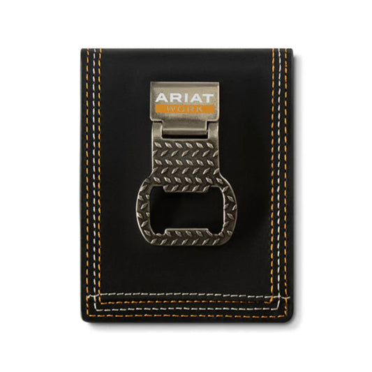 Ariat Mens Bi-Fold Bottle Opener Money Clip Work Wallet - A3400801