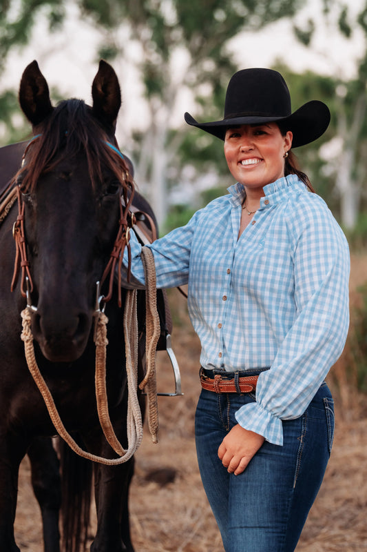 Lime & Soda Birdie L/S Shirt - Cloud Blue Check