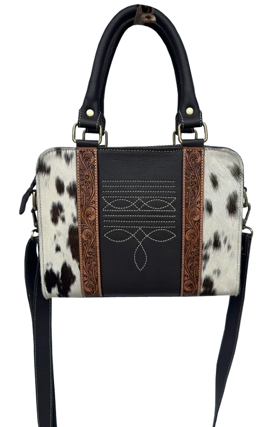 The Design Edge Cowhide Leather Boot Stitch Bag - Brown - AB87