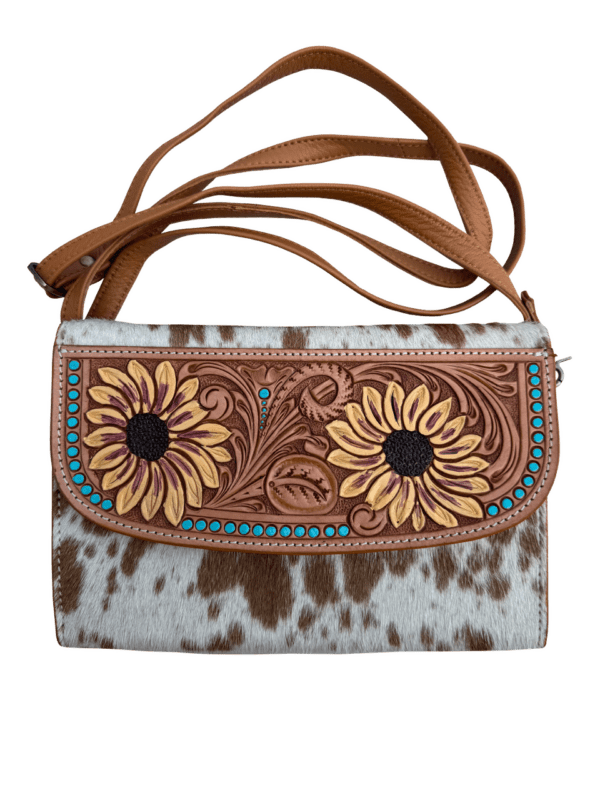 The Design Edge Cowhide Leather Tan Wallet Bag - AB86