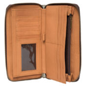 The Design Edge Salta Tan and White Tooling Leather Cowhide Zippered Wallet - AW21