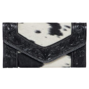 The Design Edge Trifold Black and White Cowhide Wallet - AW26