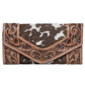 The Design Edge Trifold Brown and White Cowhide Wallet - AW-26
