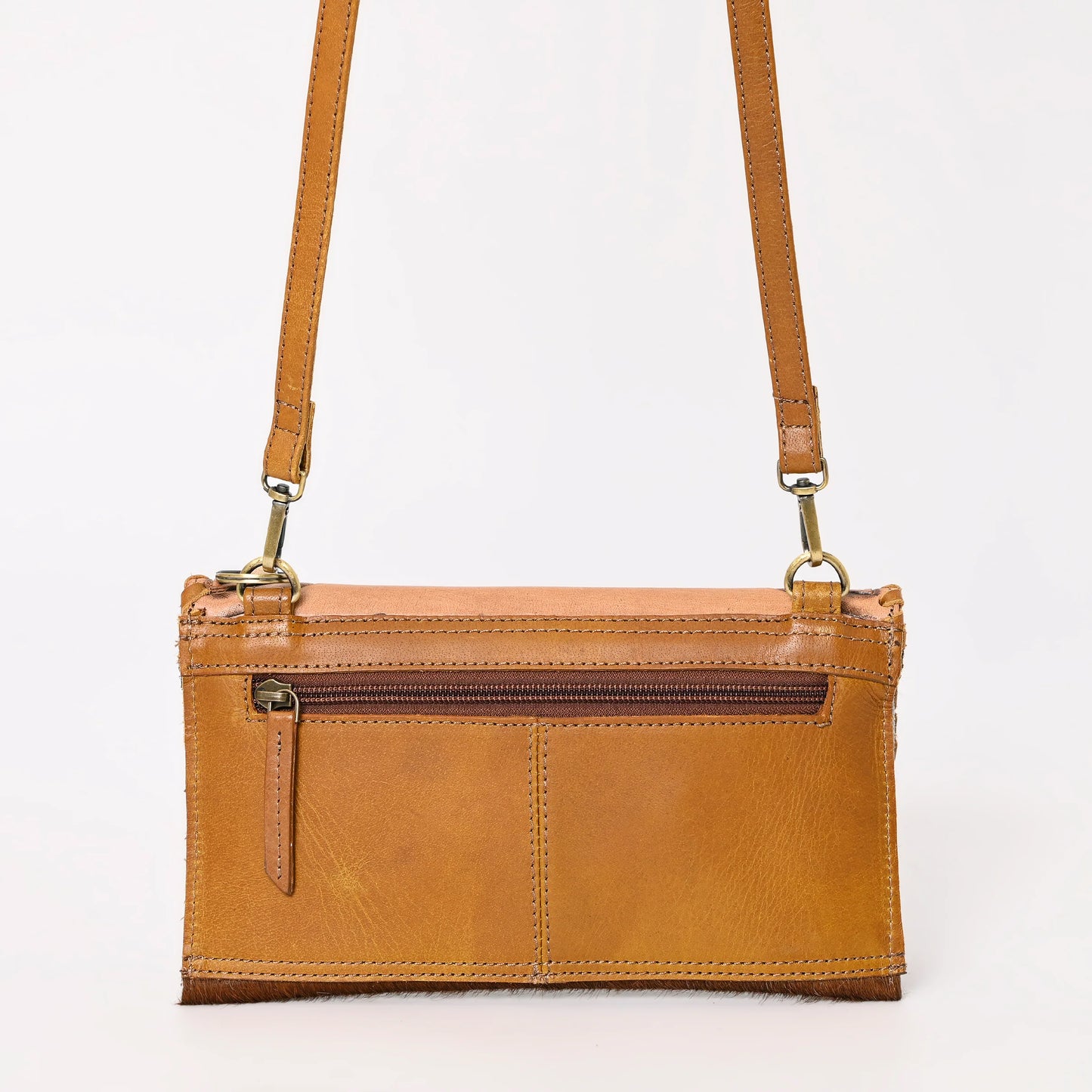 Montana West Ladies 100% Genuine Hair-On Cowhide Leather Crossbody Bag - Tan - A&A-842A-503