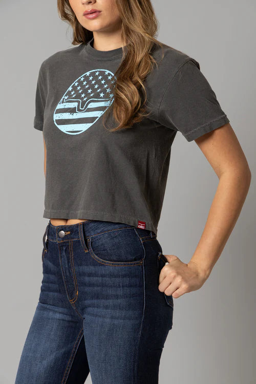 Kimes Ranch Ladies American Bullseye Crop Tee - WSH0000011