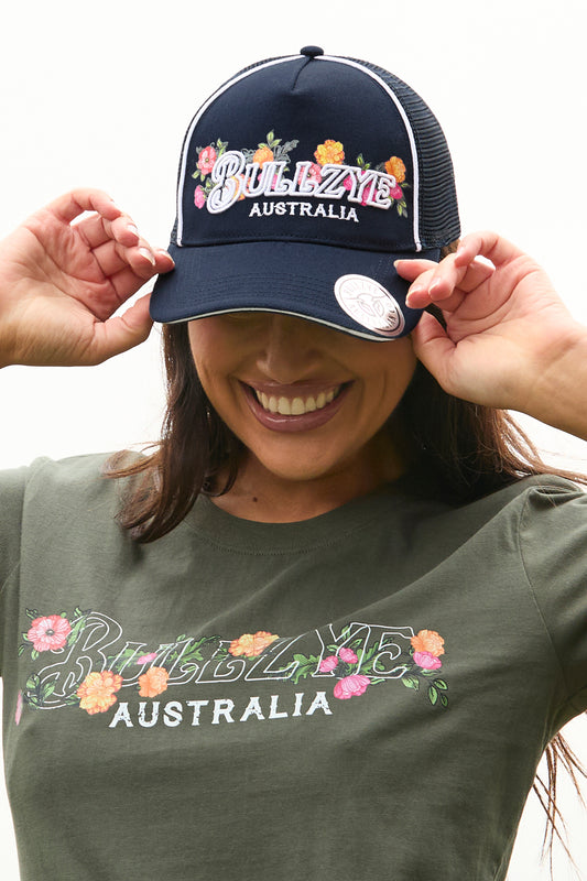 Bullzye Flora High Profile Trucker Cap - Navy - B4S2901CAP