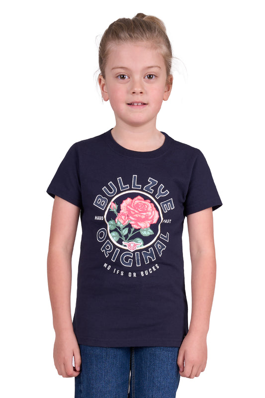 Bullzye Girls Rose S/S Tee - Navy