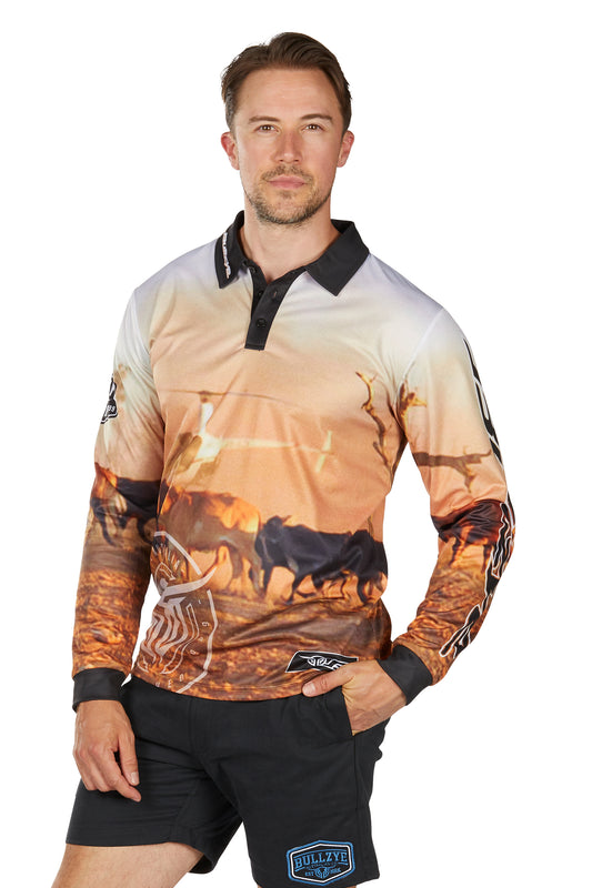 Bullzye Mens Helicopter Long Sleeve Tee - B6W1569516