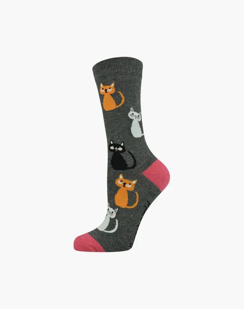 Bamboozld Ladies Kitty Cats Bamboo Sock - Grey