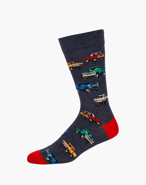 Bamboozld Mens Pick Up Trucks Bamboo Sock - Denim