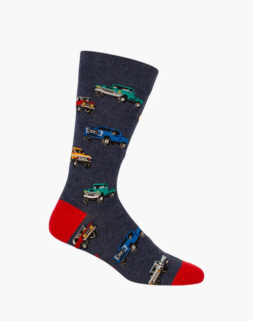 Bamboozld Mens Pick Up Trucks Bamboo Sock - Denim