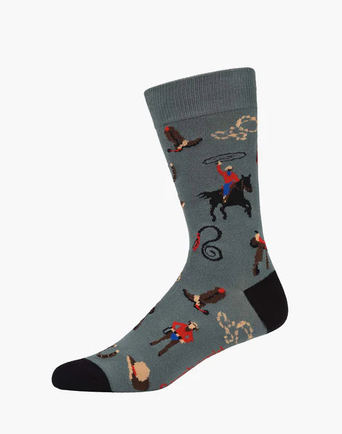 Bamboozld Mens Ride Em Cowboy Bamboo Sock - Khaki