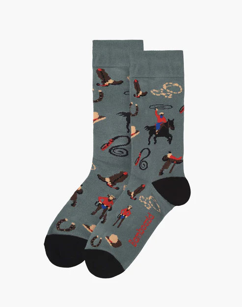 Bamboozld Mens Ride Em Cowboy Bamboo Sock - Khaki