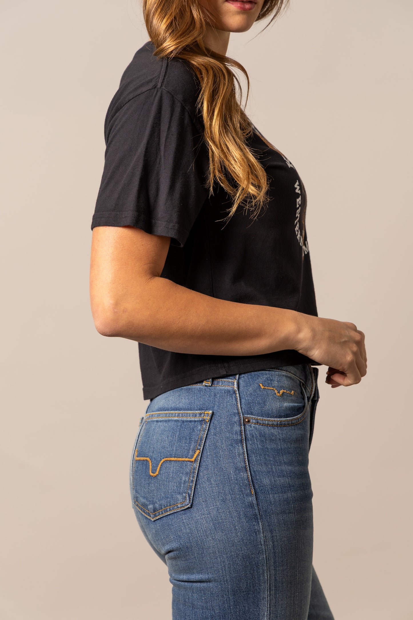 Kimes Ranch Ladies Bison Skull Tee Shirt - Black