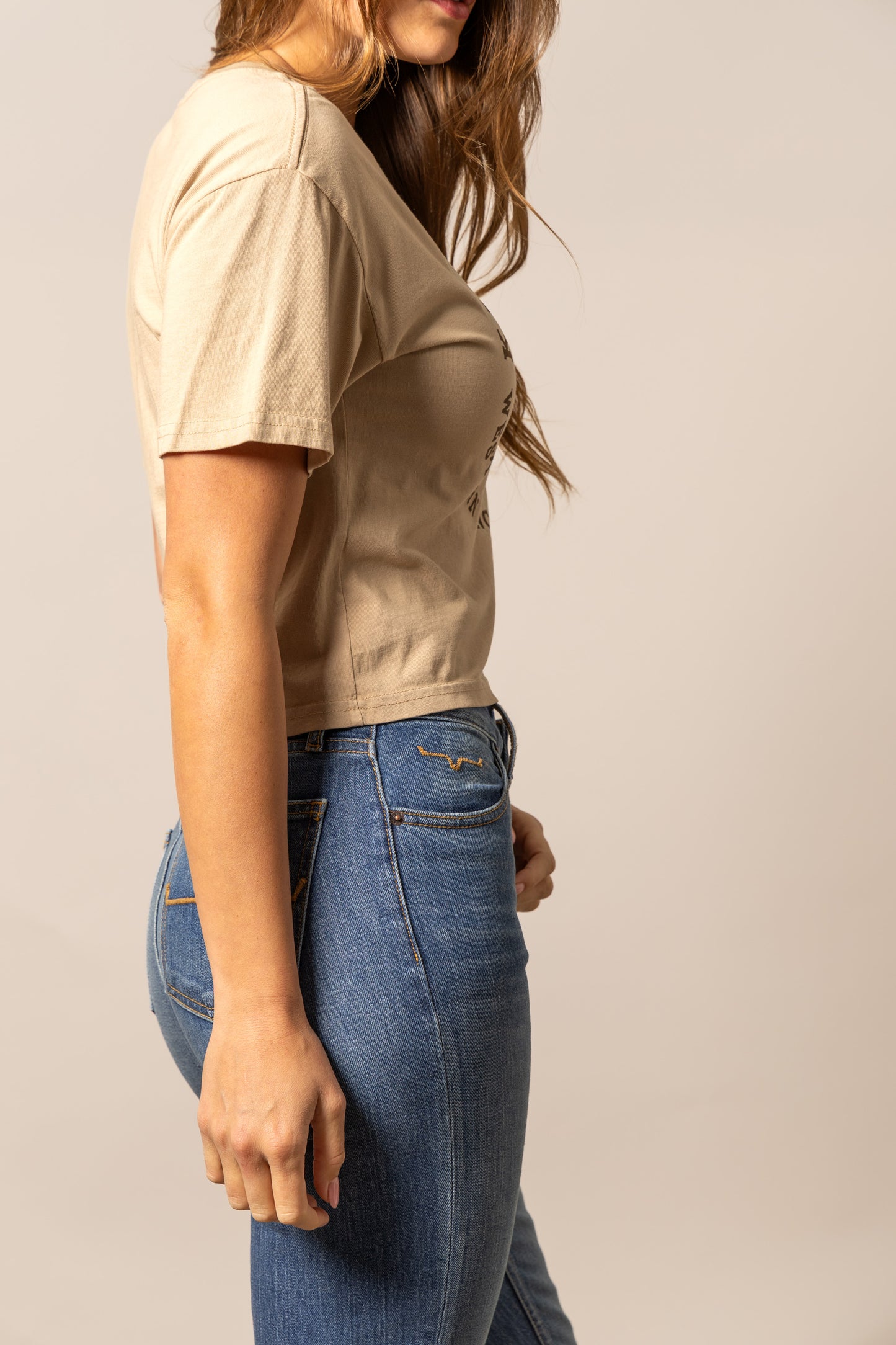 Kimes Ranch Ladies Bison Skull Tee Shirt - Tan