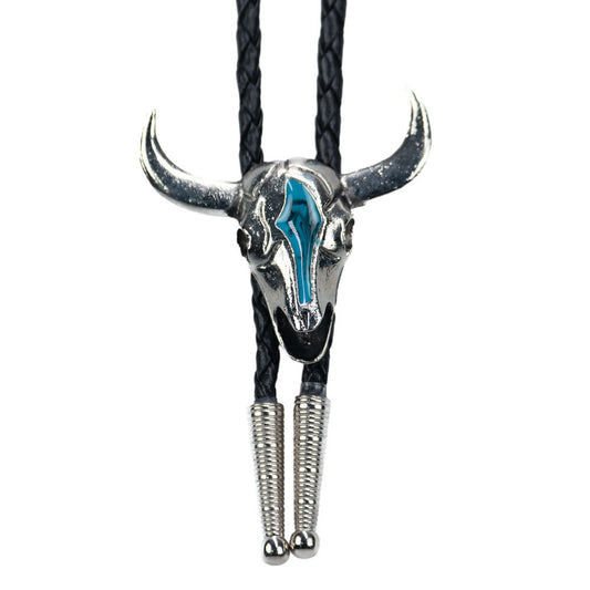 Brigalow Bolo Tie - Steer Head with Turquoise Inlay - Bolo 40