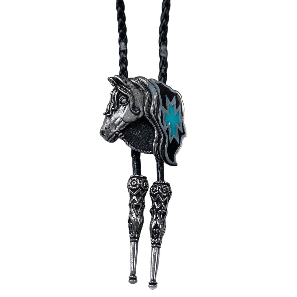 Brigalow Bolo Tie - Steer Head with Turquoise Inlay - Bolo 41