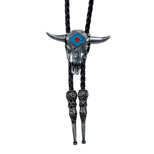 Brigalow Bolo Tie - Steer Head with Turquoise Inlay - Bolo 42