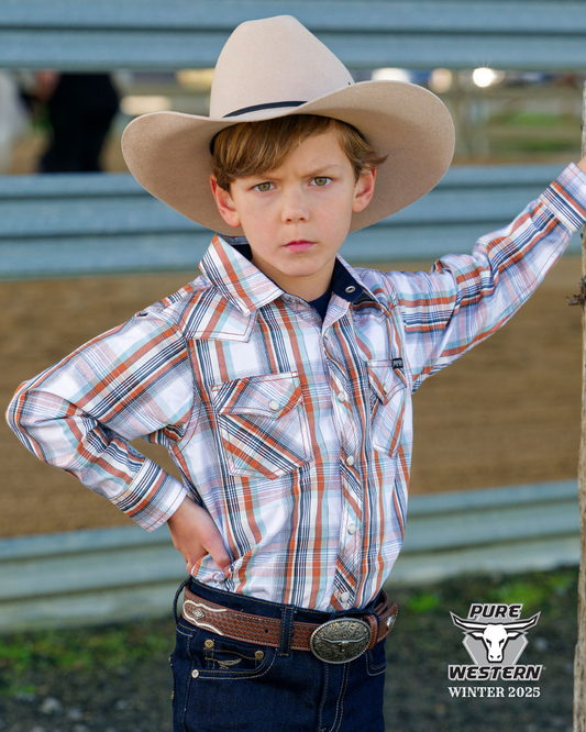Pure Western Boys Axel L/S Shirt - Tan - P5W3100870