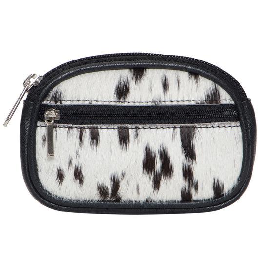 The Design Edge Cowhide Zippered Card Case - Black and White Hairon - CA08
