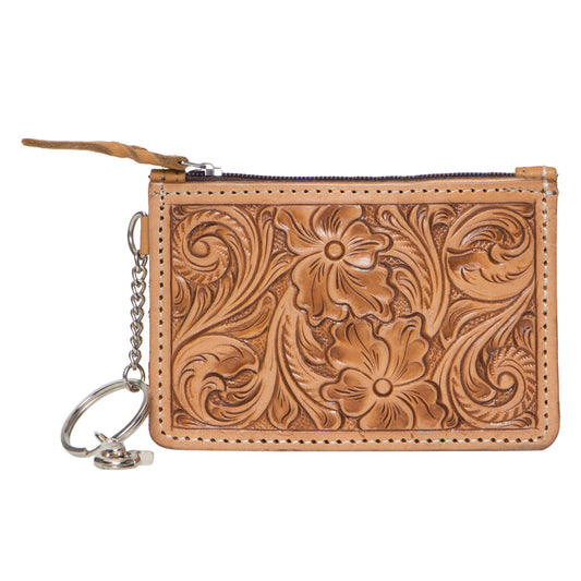 The Design Edge Tooling Leather Key Card Case - Tan Leather - CA09