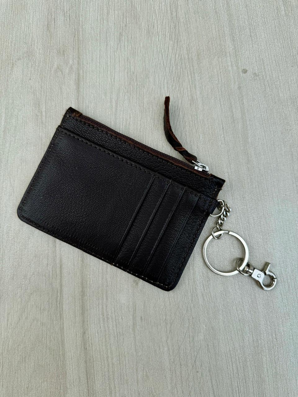 The Design Edge Tooling Leather and Cowhide Key Card Case - Black Leather - CA13