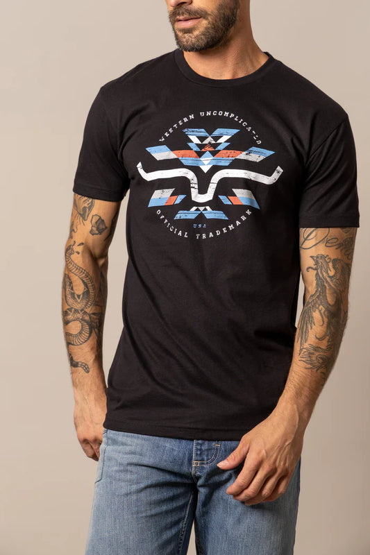 Kimes Ranch Mens Circular Serape Black T Shirt