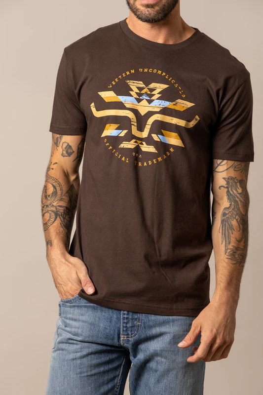 Kimes Ranch Mens Circular Serape Dark Chocolate T Shirt