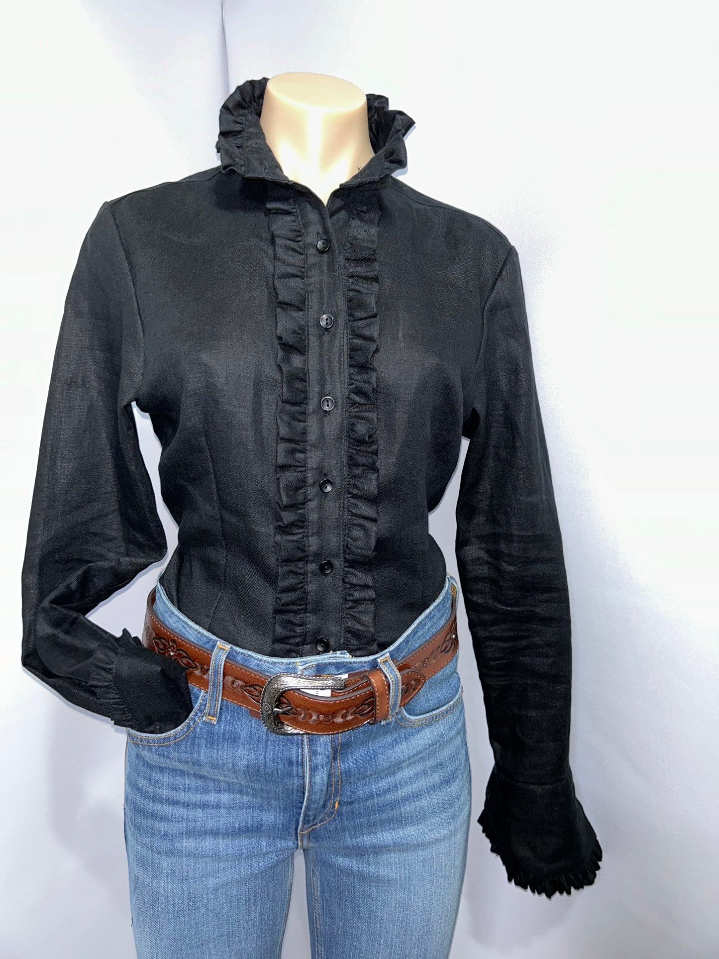 Netties Ladies Lily Fitted L/S Frill Shirt