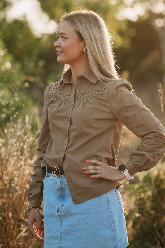 Lime & Soda Emily L/S Shirt - Brown