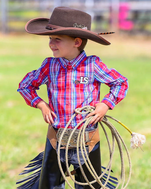 Little Spurs & Co Allora Long Sleeved Classic Romper - Red Plaid